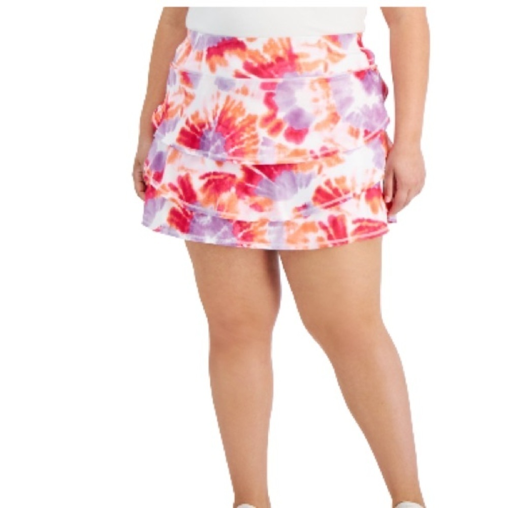 ID Ideology Women' Twist Flounce Athleisure Skort Red, skirt with short, workout